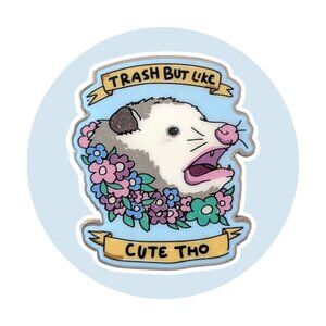 Animal Enamel Pin: Opossum Trash But Like Cute Tho